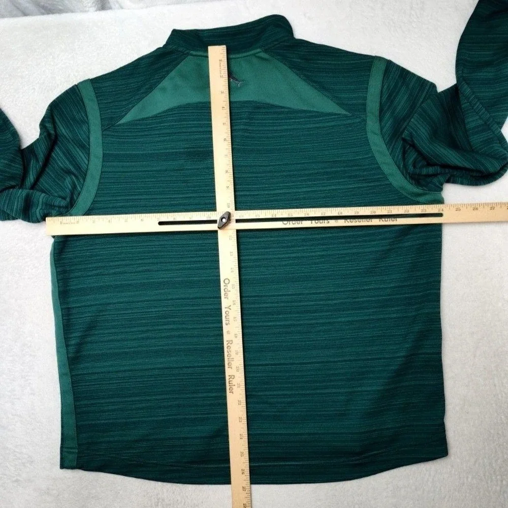 Tommy Bahama Pullover Mens L Green IslandZone 1/4 Zip Mock Neck Striped Golf